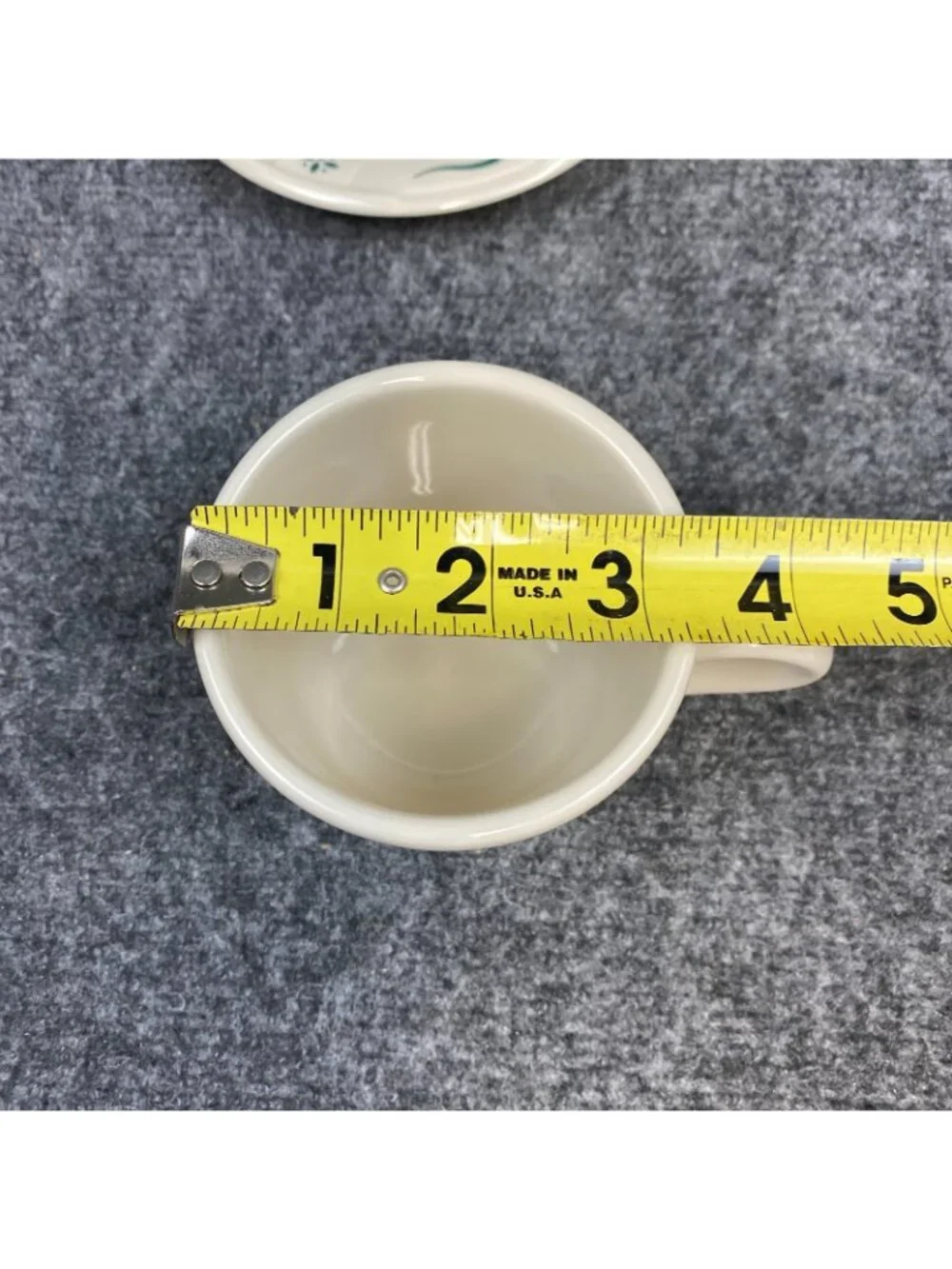Longaberger Woven Traditions Heritage Green 3 Cups & 3 Saucers Set Lot USA